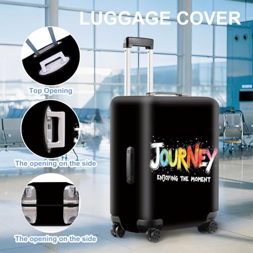 Image of Colorful Journey Luggage Cover - Elastic Space-Themed Travel Suitcase Protector with Wheels, 'Enjoying the Moment' Design,XL