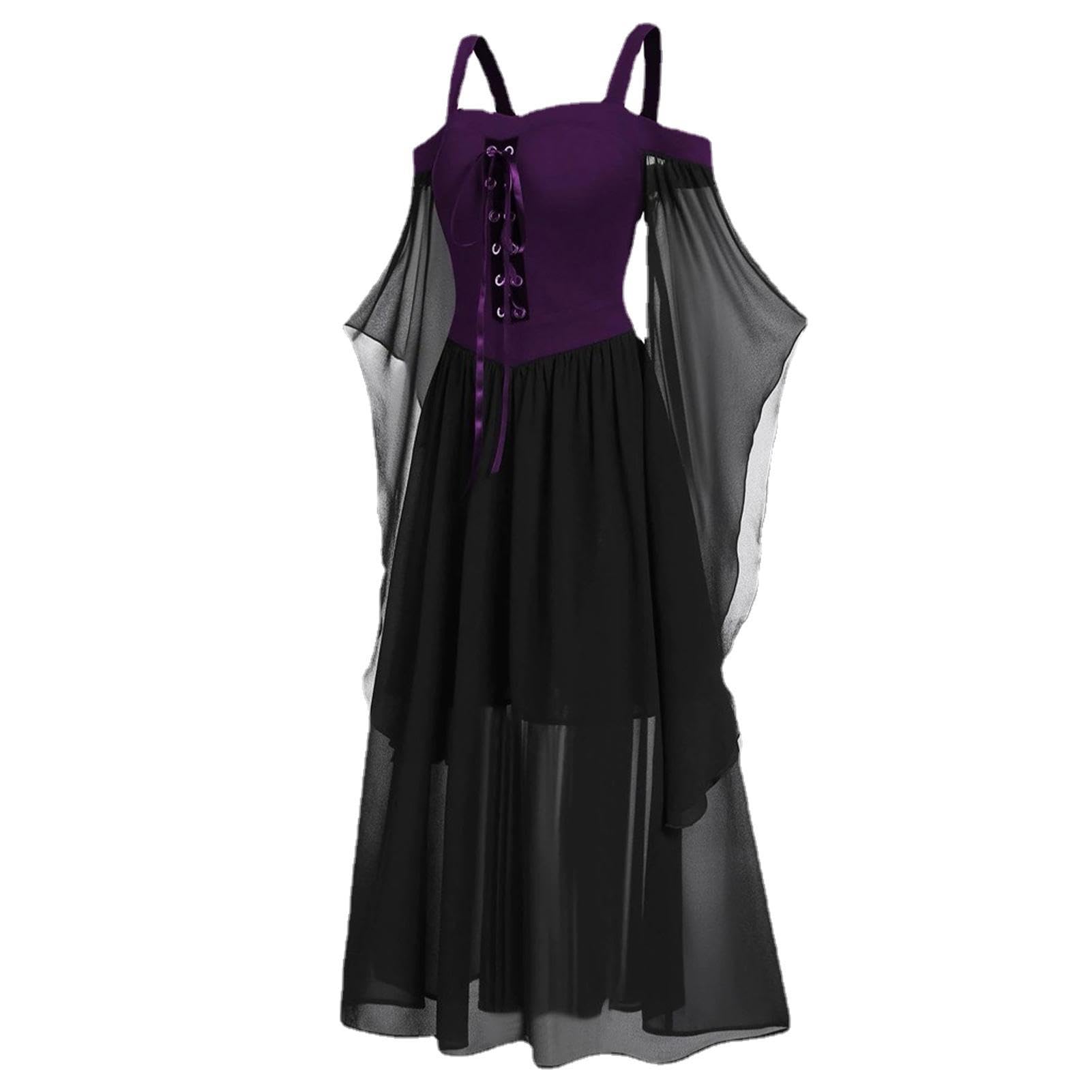 Robe d'Halloween Violette pour Soirée Médiévale et Cosplay