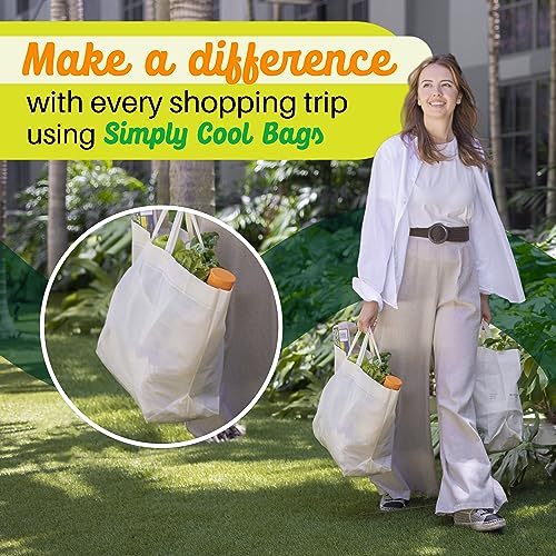 Simply Cool 200 Pack Reusable Grocery Bags, Large Tote Bags Bulk, Cream - image 6