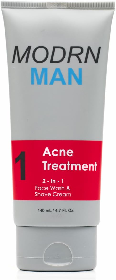 MODRN MAN Multi-Purpose Acne Face Wash & Shaving Cream for Men | Ultimate Salicylic Acid Men's Facial Cleanser | Non-Irritating Shaving Cream All-in-One | Natural Ingredients (4.7 oz)