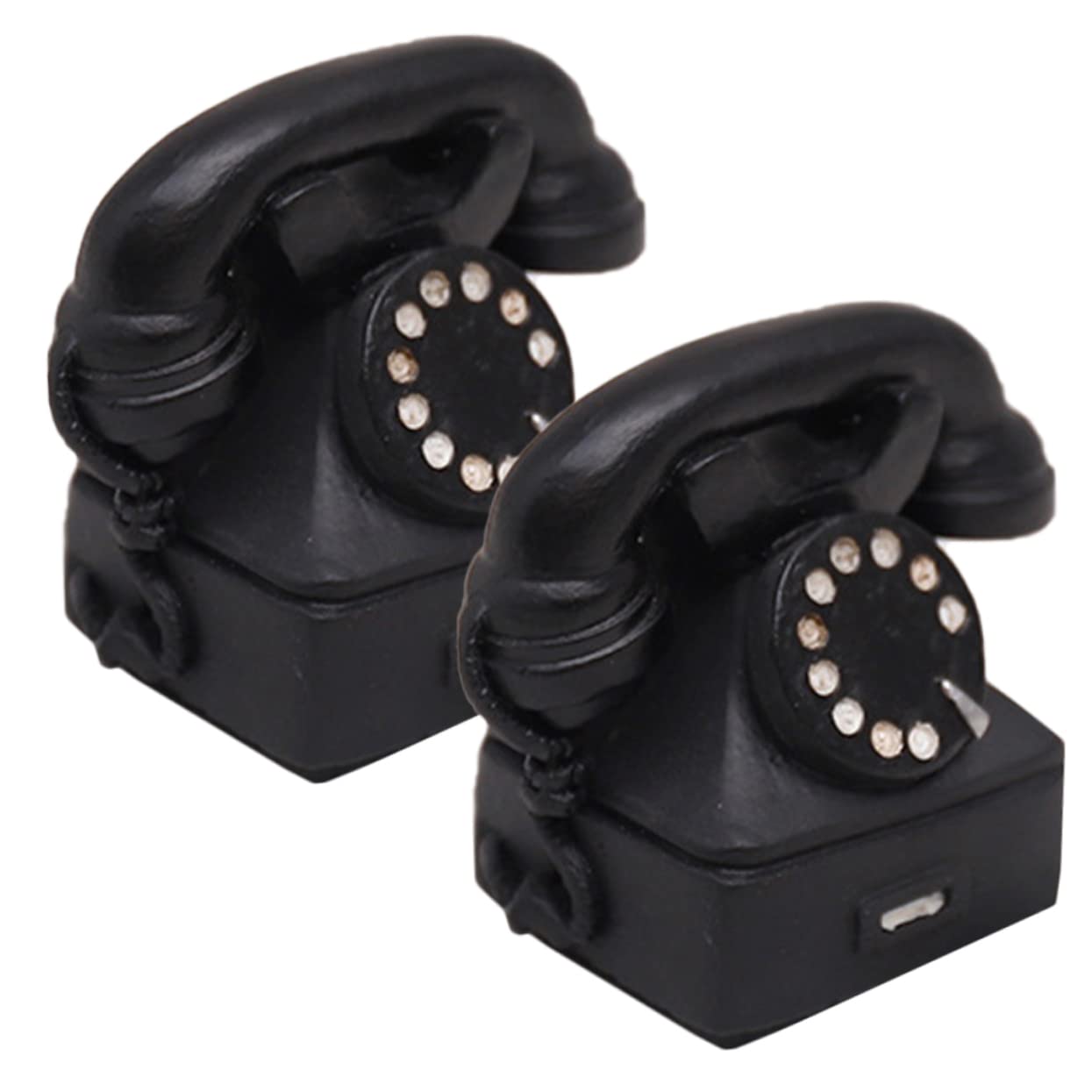 PRETYZOOM Retro Telephone Decoration Set 2pcs Resin Mini Phone Old Phone Prop for Photography Props