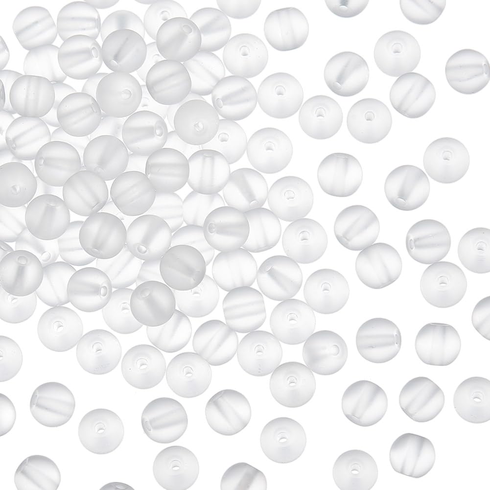 OLYCRAFT About 62Pcs 6mm Matte Clear Quartz Crystal Beads Natural Matte Quartz Crystal Beads Frosted Clear Gemstone Round Loose Gemstone Beads Energy Stone for Bracelet Jewelry Making DIY Crafts
