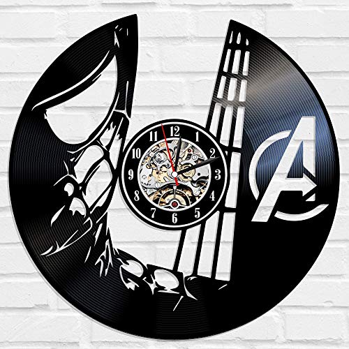 Kovides Avengers Decals Gift Idea Avengers Wall Clock Large Decorations for Party Avengers Marvel Comics Avengers Wall Art Retro Vinyl Record Clock Vintage Wall Clock Marvel Comics Art