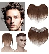 SEGO Men's Hairline Toupee 100% Human Hair Forehead Hairline Replacement Hairpiece V-Shape Mens T...