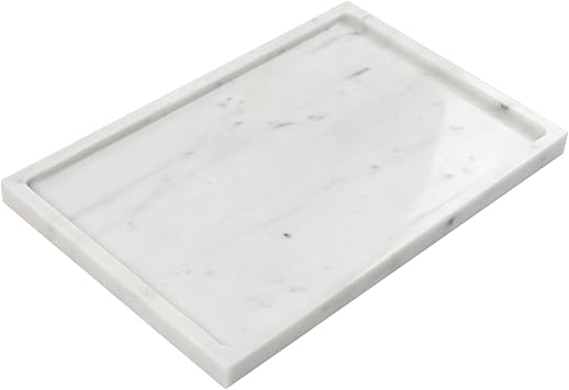 Marble Tray, Rectangle Stone Vanity Trays for Perfume, Cosmetics, Jewelry, Candle, 12 x 8 Inch