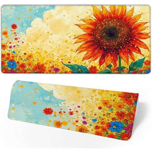 Tapis de souris chrysanthème tapis bureau imperméable XXL avec bords cousus