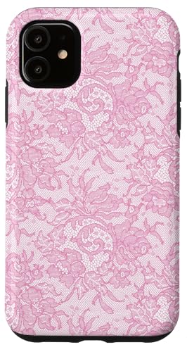 Vintage Pink Lace with Flowers Case for iPhone 11
