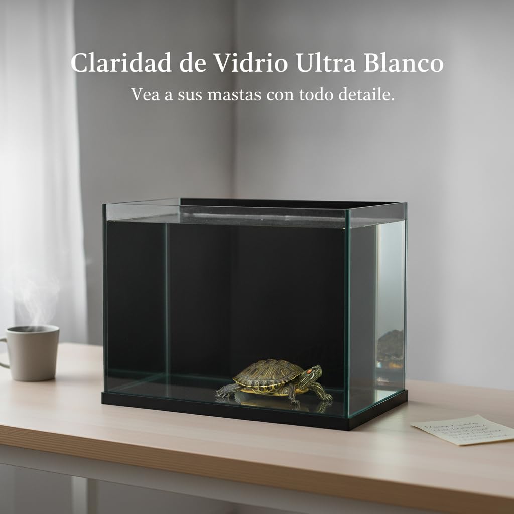 Pecera para Tortugas Acuáticas Pequeña Escritorio, Vidrio Fondo Negro, para Regalo, 30 * 18 * 20cm