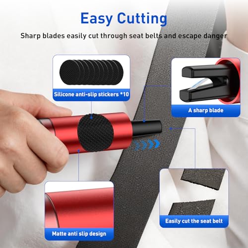 Image of Car Safety Hammer Seatbelt Cutter and Survival Whistle Safe Transparent
