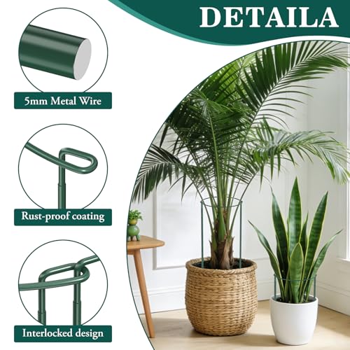 Unves 10 Pack Peony Cage, 13" W x 32" H Half Round Plant Support Stakes, Heavy-Duty Peony Cages and Supports for Outdoor & Indoor Plants, Garden Stakes for Plant Vegetable with Clips, Ties and Gloves by Unves - Image 2