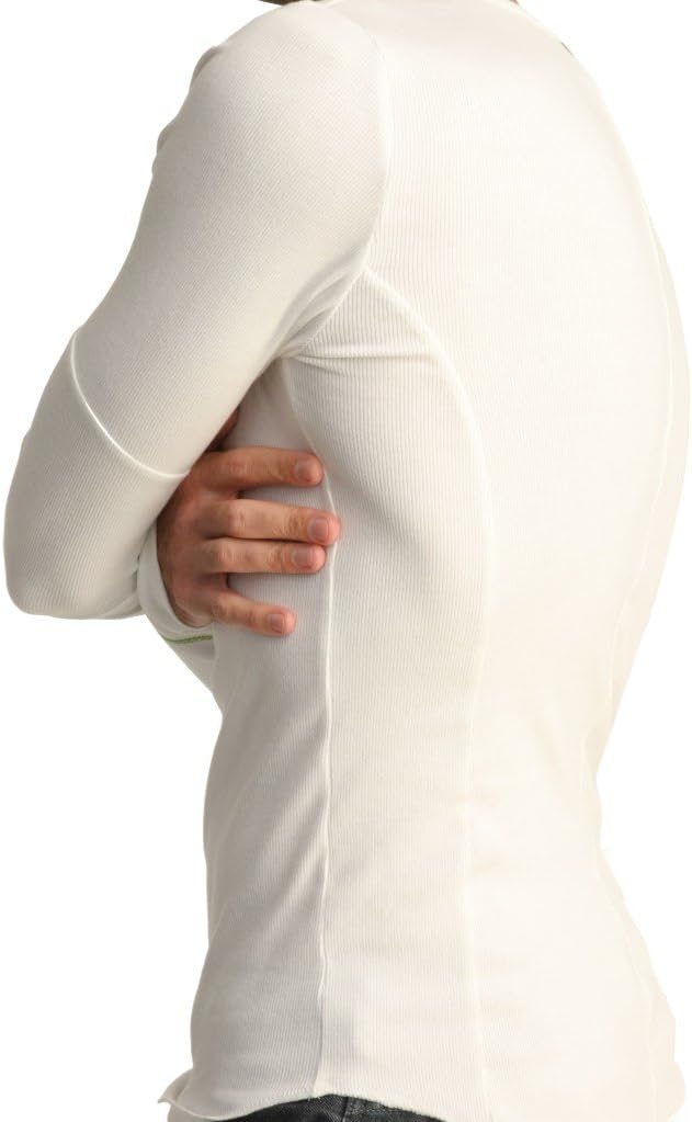 4-rth Men's Ribbed Thermal V-Neck Long Sleeve Yoga & Gym Henley Modal Fabric Made in America Stretch European Style Fit