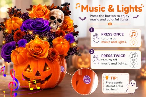 Image of APOTODITO Halloween Bouquet Card with Music and Lights, Halloween Card with Skeleton, Halloween Gifts for Men, Women, Spooky Musical Greeting Card