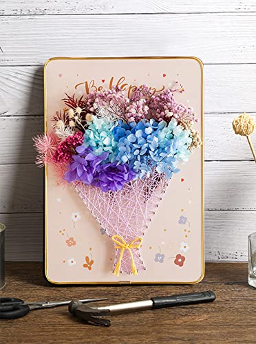Image of BAZIMA DIY String Art Kit for Beginner,Flowers String Art, DIY Dried Flowers Craft Kit, Unique Gift, Craft Kit for Holidays