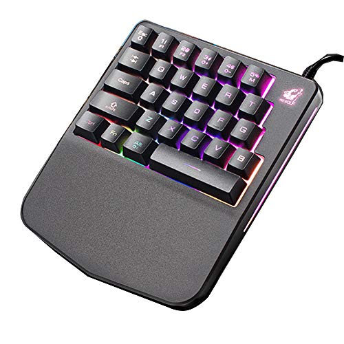 LICHUXIN Une Seule Main Tricolor Clavier de Jeu mécanique légère 28 Touches caractère Non-Glissement de Fonctionnement Lueur andriod/iOS Ergonomique de Type Paume LOL, PUBG/Dota/Ow Cover