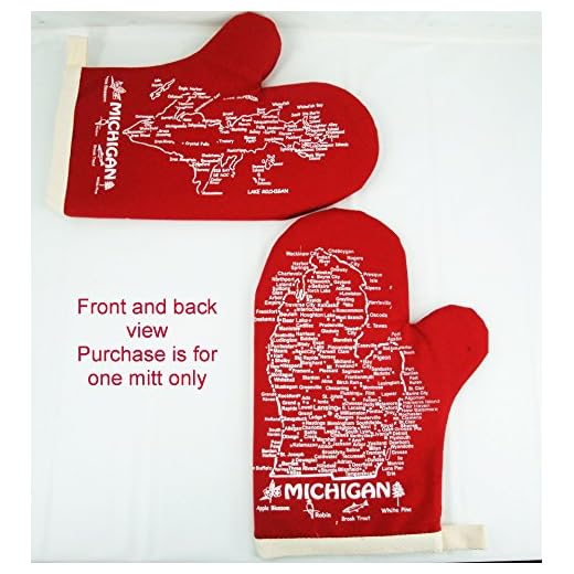 Michigan Oven Mitt-Upper & Lower Peninsula Map-Red-Qty-1