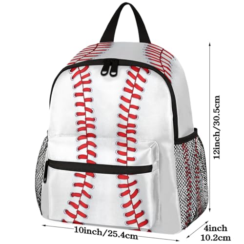 Image of Toddler Sports Backpack for Boys Girls,12 Inch Kids Backpack for Preschool Kindergarten Elementary,Lightweight Small Bookbag with Chest Strap for Daycare Travel,Baseball Texture