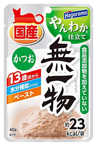 はごろも キャットフード 無一物 パウチ やんわか仕立て 国産 かつお シニア猫用 40g×12個 (まとめ買い)