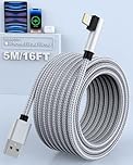 Apple MFi Certified 5M Right Angle Lightning Cable - Fast Charging Compatible with iPhone 14/13/12/11 Pro Max/Mini/XR/XS/X/8/7/6