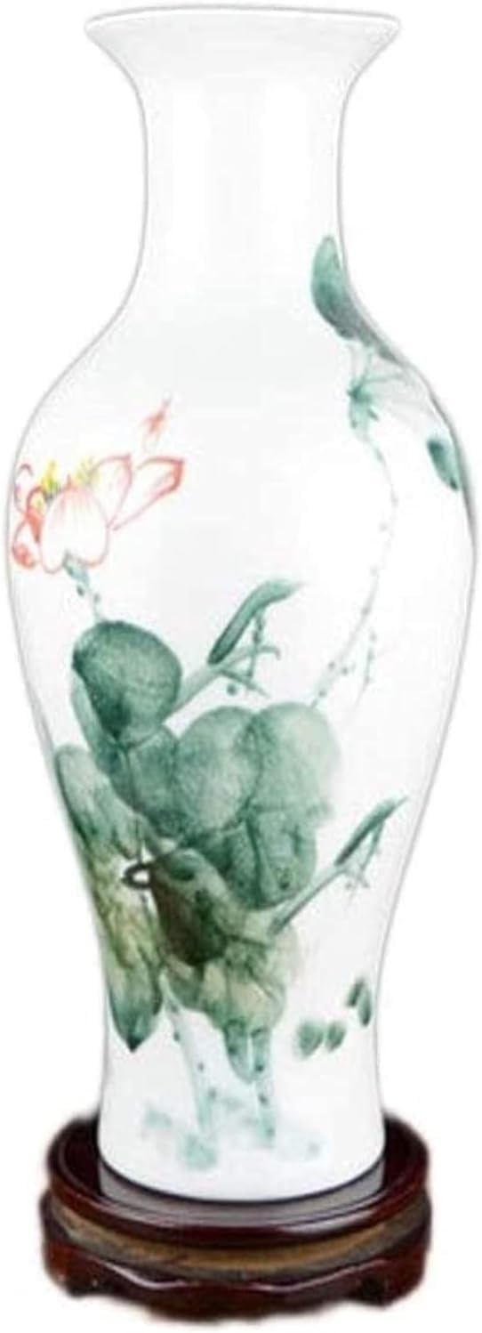 Bzgpmfud One Color Vase Desktop Ceramic Handmade Crafts With Rotating Base Lotus Pattern Office Accessories For Flowers