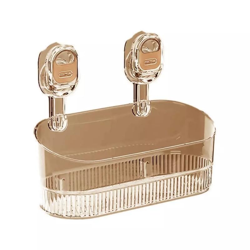 New No-Drill Bathroom Suction Storage Box - Multi-Functional Wall-Mounted Shelf for Convenient Organization (Gold)