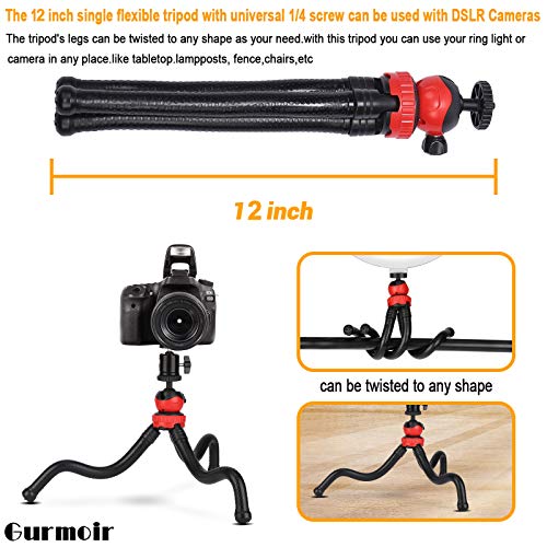Gurmoir 12" Flexible Tripod Camera + Action Cam Mount Stand, Bendable Mini Tripod for GoPro Hero 10/9/8/7/6/5/4/3/GoPro Max/Fusion/AKASO/Insta 360/Sony/DSLR Cam - Thumbnail 7