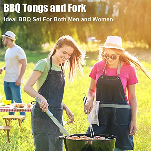 ROMANTICIST-27pcs-Heavy-Duty-BBQ-Tools-Gift-Set-for-Men-Dad-Extra-Thick-Stainless-Steel-Grill-Utensils-with-Meat-Claws-Grilling-Accessories-Kit-in-Portable-Carrying-Bag-for-Camping-Backyard-Silver