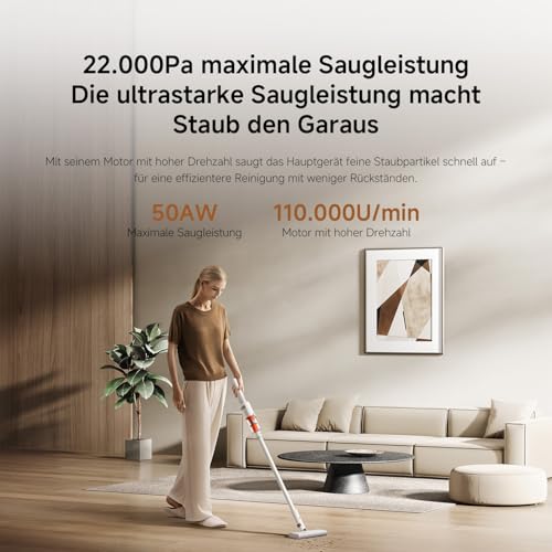 XIAOMI P30 kabelloser Staubsauger, 22KPa/50AW Saugleistung, leicht und mühelos zu handhaben, bis zu 40 Minuten Laufzeit, präzise 5-stufige Filtration, 2 Bürstenaufsätzen, geeignet für Zuhause und Auto 2