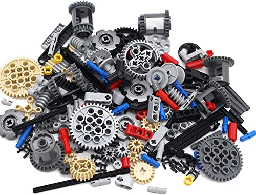 Image of SEEMEY Technic 118 Pieces Gear and Axle Set Compatible with Lego Technic Parts, DIY MOC Gears Chain Links Differential Axles Assortment Pack (Random Color) for Kids