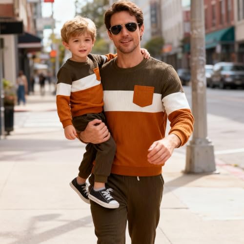 Image of Kid Toddler Boy Clothes Color Block Sweatshirt and Casual Pants 2Pcs Boys Fall Winter Outfits 1-5T