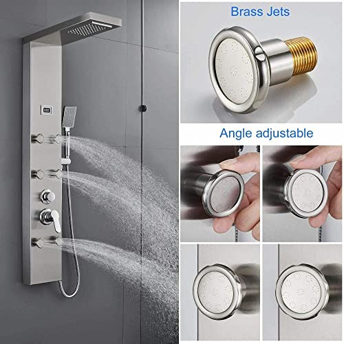 Sistema de columna de ducha con panel de acero inoxidable para lluvia y cascada con masaje miniatura 4