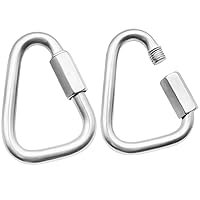 Vista 12 de Anvin Paquete de 2 eslabones rápidos grandes M10 de 3/8 pulgadas, mosquetones de servicio pesado de acero inoxidable, conector de eslabones