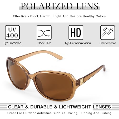 Image of SIPHEW Polarized Sunglasses for Women | Vintage Square Sunglasses w UV400 Protection | Womens Wraparound Shade
