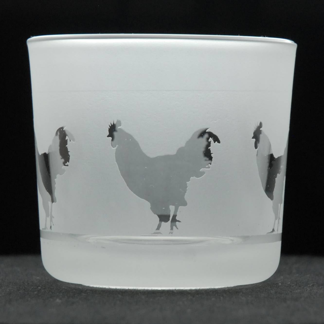 Tea Light Candle Holder Glass Votive Home Tealight Decor Clear Novelty Cockerel