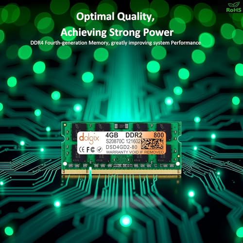 Image of Dolgix 4GB DDR2 800MHz Laptop RAM | PC2-6400 | CL-6 | Non-ECC | Un-Buffered |So-Dimm RAM | Pin -200 | Memory Module- 3 Year Warranty (Made in India)