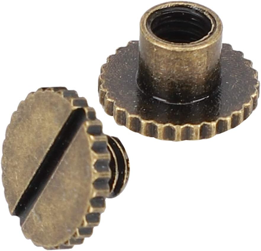 30 Set Book Rivets Metal Leather Rivets Knurling Flat Brass Screw Post Chicago Screws Binding Button Tack 9.5x4mm Nail + 4mm Screw(Bronze)