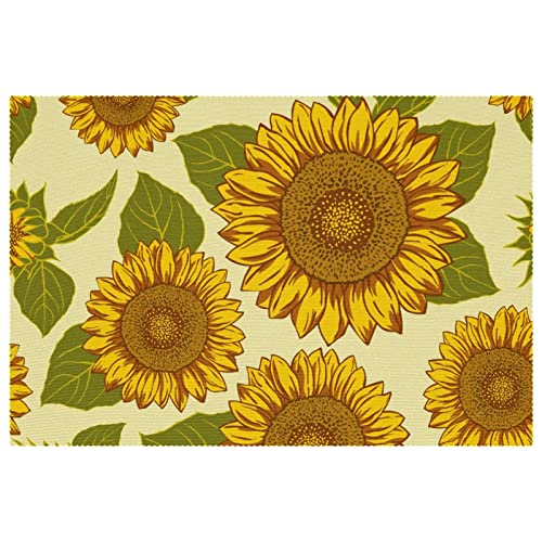 Set de table hélianthus jaune de qualité supérieure pour valoriser votre vaisselle