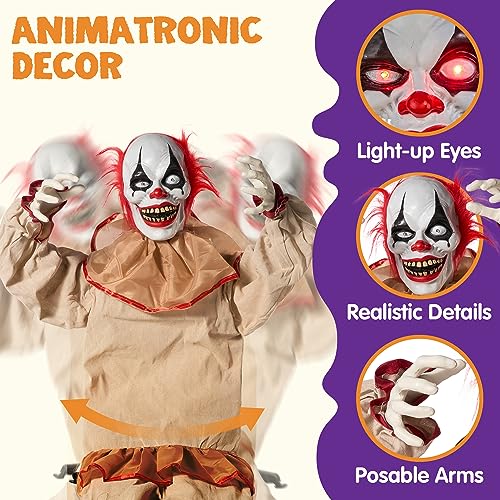 Clown Halloween animé 165cm : finies les décorations statiques sans effet