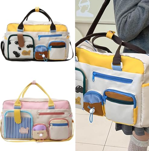 Image of Travel Duffle Bag for Women & Men | Colourblock Weekender Overnight Carry Tote | Large Capacity Waterproof Foldable Flight Luggage Organizer for Gym Sports Fitness & Outdoor Activities