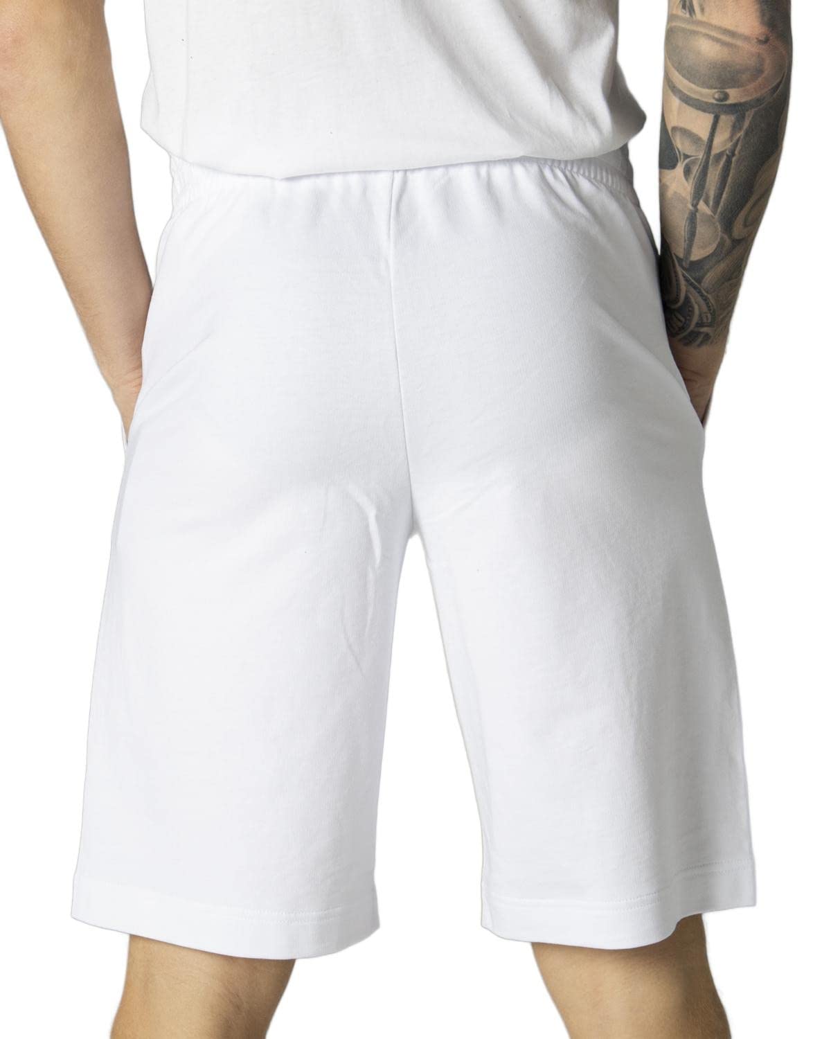 Emporio Armani EA7 Shorts in Cotone Stampato Logo Bianco