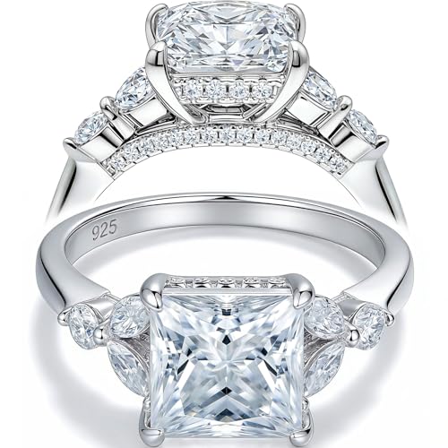 Heinlov D Colors VVS1 Moissanite Rings for Women 925 Sterling Silver Engagement Rings for...