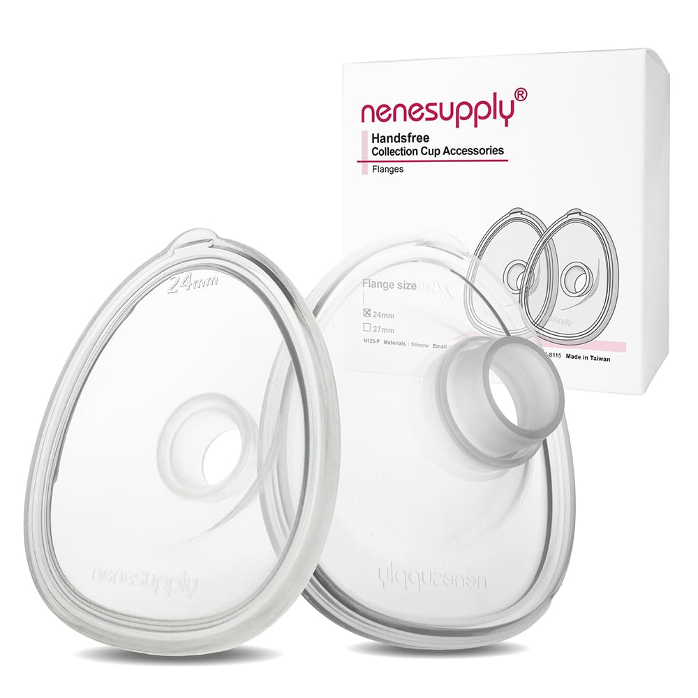 Nenesupply 24mm Silicone Flanges Breastshields for Handsfree Wearable Collection Cups Work with Nenesupply Handsfree Wearable Collection Cups Only. Made of Food Grade Silicone. Gentle on Delicate Skin