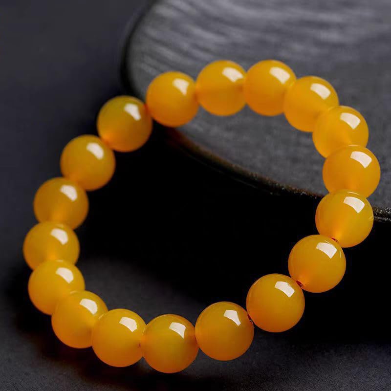 HLTYGWX Pulsera De Cuentas Pulsera De Protección Hombres Mujeres Feng Shui Charm Cristal Citrino Natural Reiki Chakra, 8 Mm