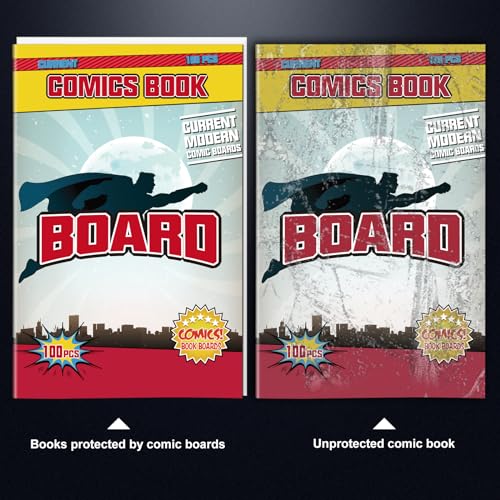 Image of 200ct Current Comic Book Boards, KKU 24 pt Acid Free Comic Book Backing Boards for Comic Book Storage, Thick and Durable Clear Morden Comic Boards White