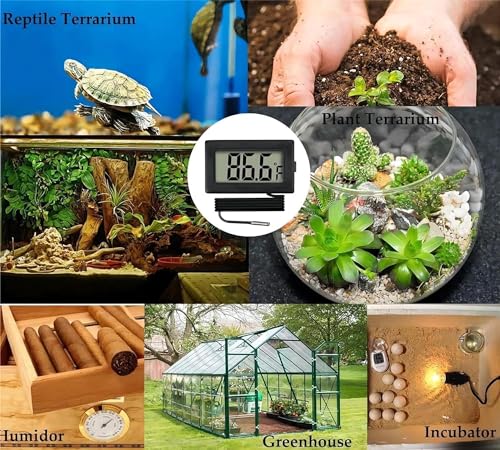 Image of SMIC Plastic Mini LCD Tpm-10 Digital Thermometer Sensor Wired For Room Temperaure /Fridges, Indoor Outdoor Portable Pocket LCD Electronic Temperature Meter (Black)
