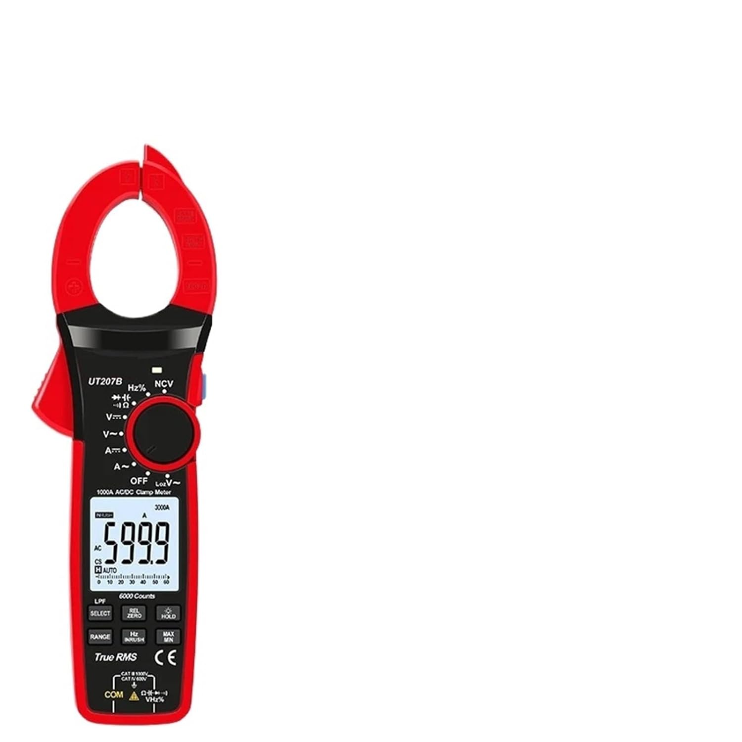 1000A True RMS Digital Clamp Meter 1000V AC DC Voltmeter Pliers Ammeter UT206B UT207B UT208B Inrush Current LPF ACV Test(UT207B)