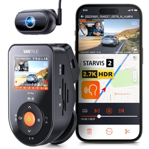 Image of Vantrue S1 Pro DMS AI Dash Cam Front and Inside, ADAS, DMS, 2.7K 2 Channel Dash Camera, STARVIS 2 Dashcam, HDR Night Vision, 5G WiF i& GPS, APP /Voice Control, 24 /7 Parking Mode, 1TB Max
