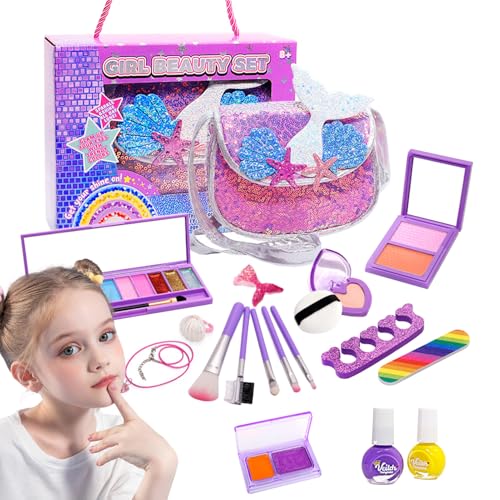 Kit De Maquillaje Infantil,Interactivo Y Lavable,Juguete Cosmético con Barra de Labios y Esmalte de Uñas para Niñas | para Ninas De 3 a 12 Anos Regalo Cumpleanos Navidad Ano Nuevo