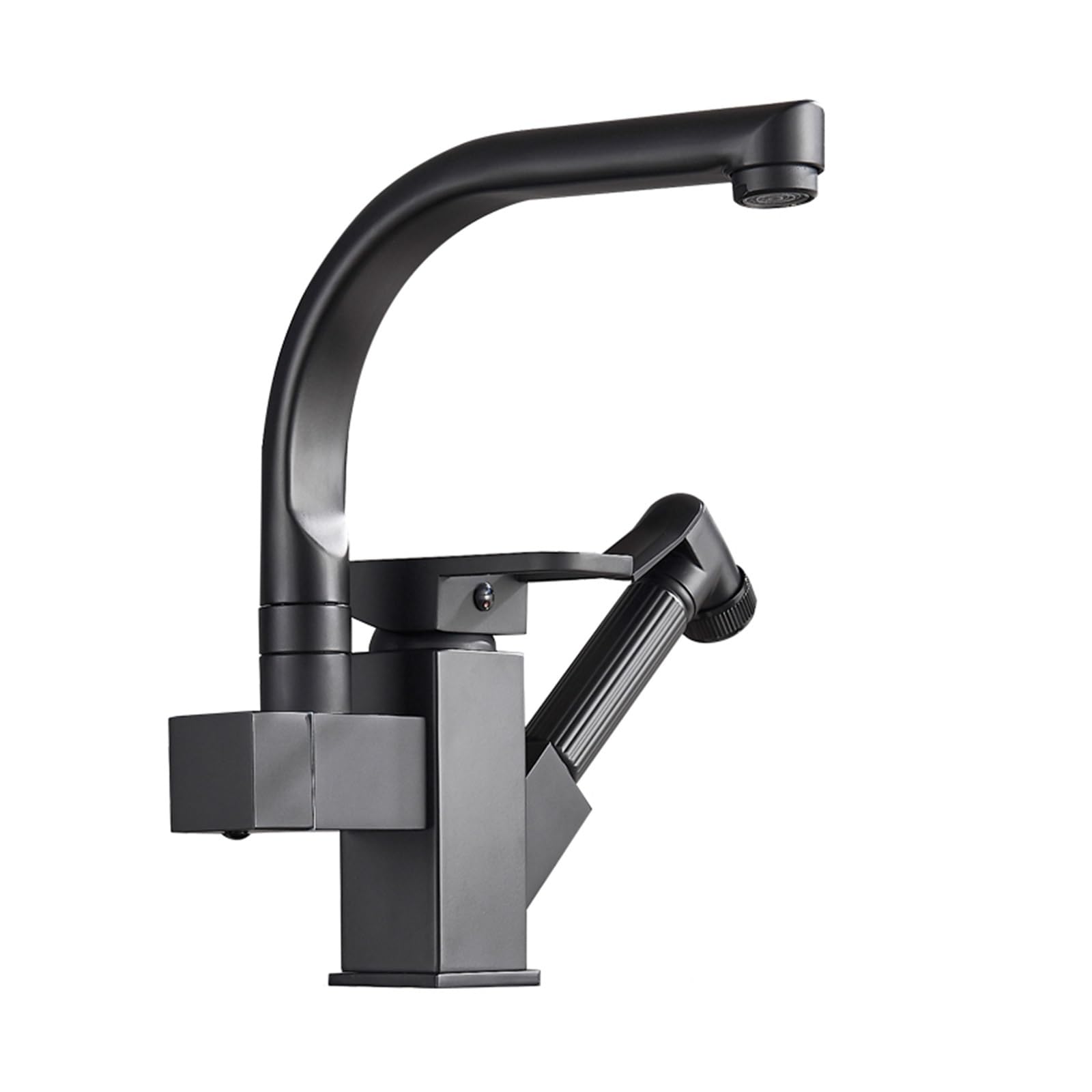 Mitigeur de cuisine LED noir mat à double bec pivotant