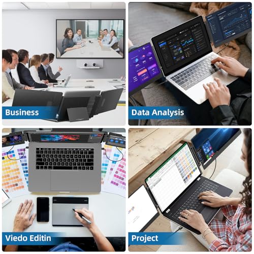 Image of BOSII Laptop Screen Extender Monitor - 14 Inch Dual IPS FHD 1080P HDMI /USB-A /Type-C Extended Portable Monitor for Laptops (Maximum Length: 15.74 inch) Compatible with Windows Mac Travel Work S3