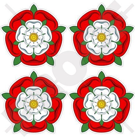Tudor Rose of England UK English Flower 50mm (2") Vinyl Bumper-Helmet Stickers, Decals x4